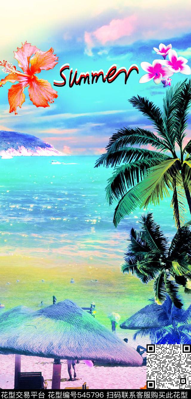 热带风景时尚沙滩度假定位华亿平台海滩椰树风景定位华亿平台数码印花华亿平台下载（图片编号: 545796） - 瓦栏（Walan）