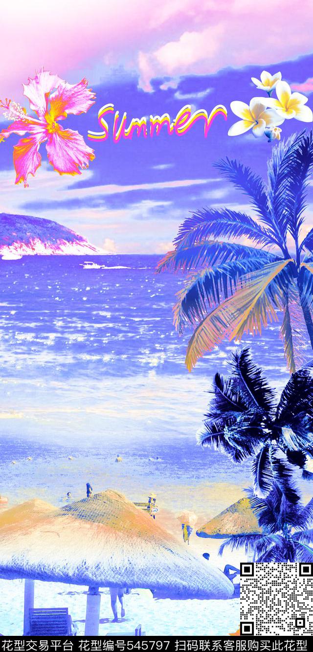 热带风景时尚沙滩度假定位华亿平台海滩椰树风景定位华亿平台数码印花华亿平台下载（图片编号: 545797） - 瓦栏（Walan）