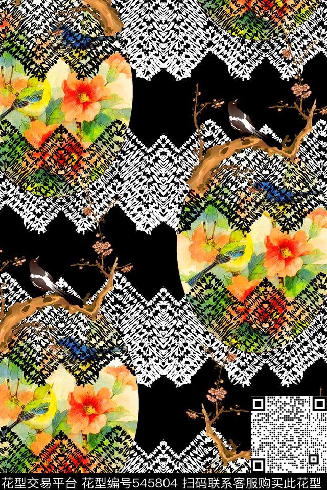 时尚女装中国风花鸟数码印花华亿平台下载（图片编号: 545804） - 瓦栏（Walan）