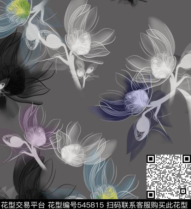 欧美花卉文艺数码印花华亿平台下载（图片编号: 545815） - 瓦栏（Walan）