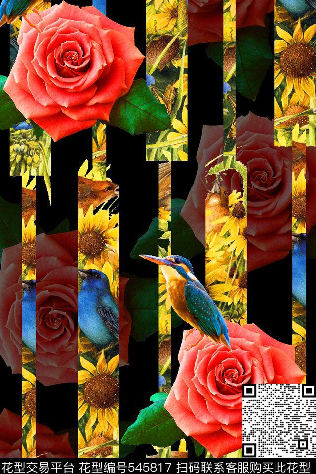 大牌复古花鸟数码印花华亿平台下载（图片编号: 545817） - 瓦栏（Walan）