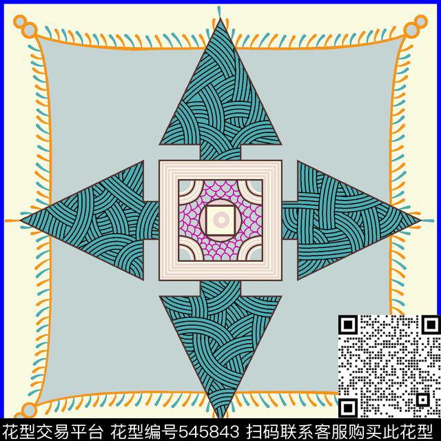 方巾几何简约传统印花华亿平台下载（图片编号: 545843） - 瓦栏（Walan）