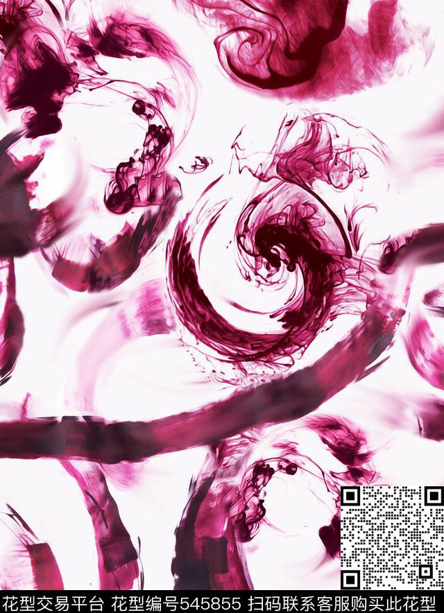 抽象花卉手绘原创数码印花华亿平台下载（图片编号: 545855） - 瓦栏（Walan）