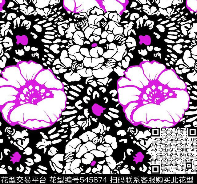 花瓣复古传统印花传统印花华亿平台下载（图片编号: 545874） - 瓦栏（Walan）