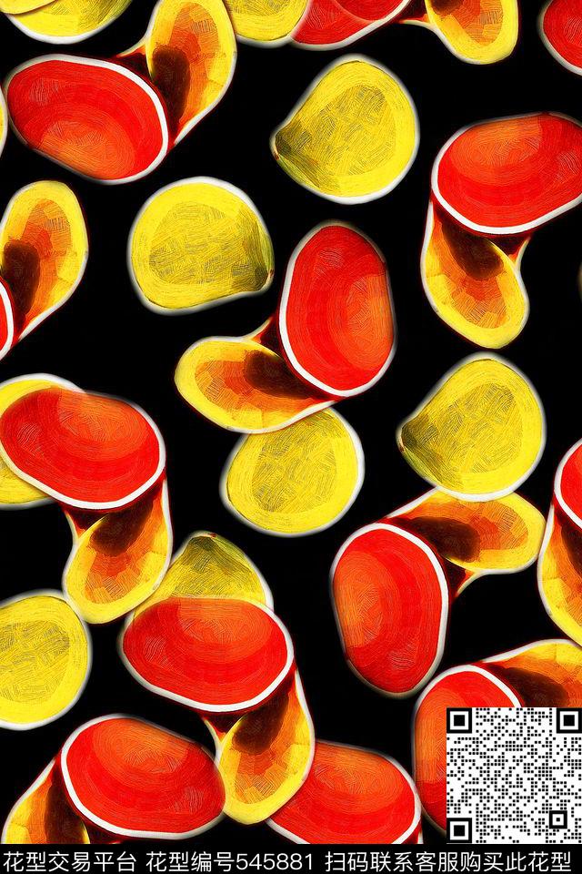 抽象花瓣油画数码印花华亿平台下载（图片编号: 545881） - 瓦栏（Walan）