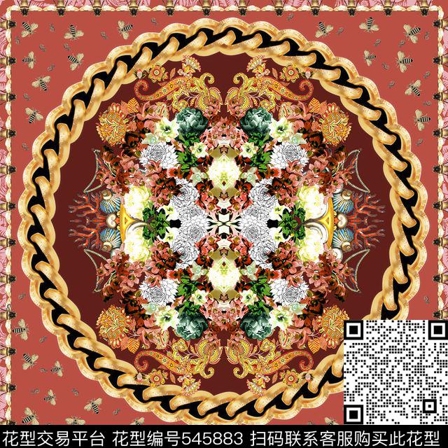 女士大牌方巾欧式宫廷风油画花卉火腿纹样昆虫纹样欧式典雅花边数码印花华亿平台下载（图片编号: 545883） - 瓦栏（Walan）