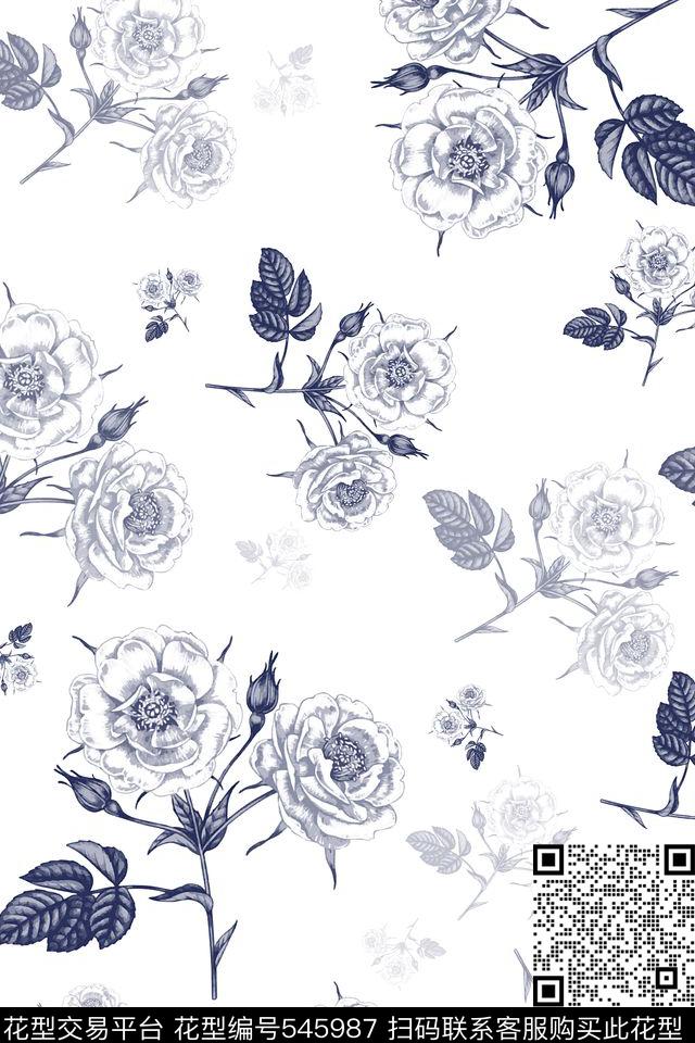 时尚大牌花卉传统印花华亿平台下载（图片编号: 545987） - 瓦栏（Walan）