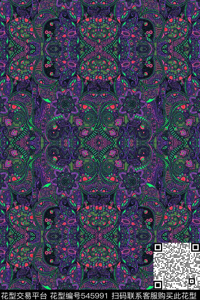 复古民族色彩传统印花华亿平台下载（图片编号: 545991） - 瓦栏（Walan）