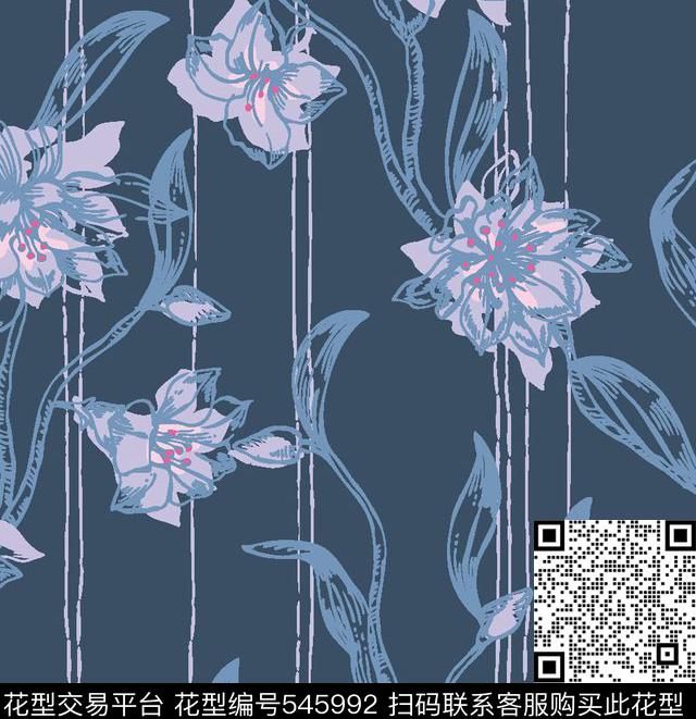 花卉线条服装传统印花华亿平台下载（图片编号: 545992） - 瓦栏（Walan）