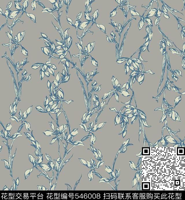 单调叶子服装传统印花华亿平台下载（图片编号: 546008） - 瓦栏（Walan）