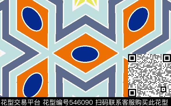 几何撞色传统印花华亿平台下载（图片编号: 546090） - 瓦栏（Walan）