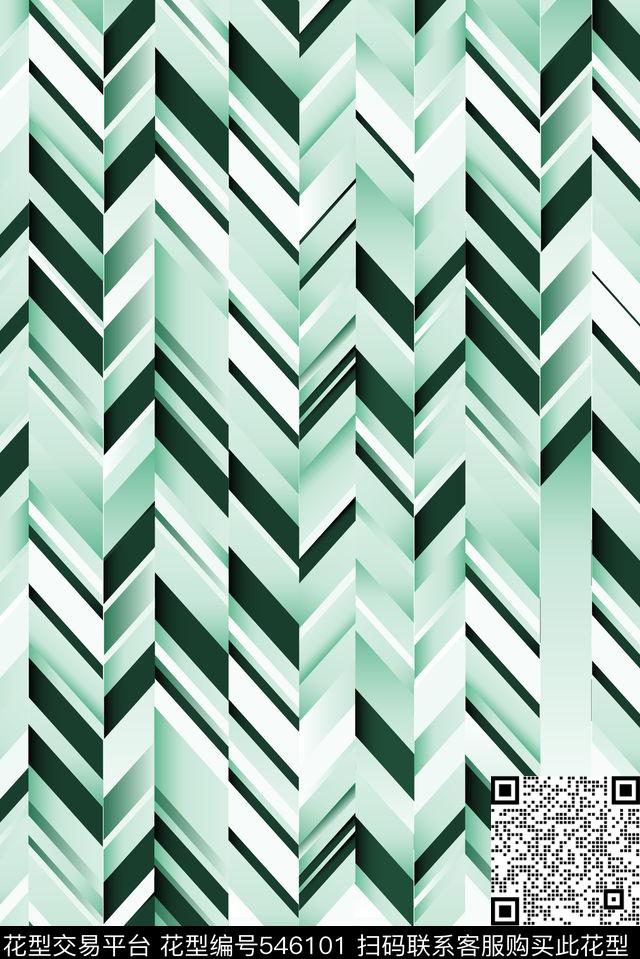 简约绿色几何形数码印花华亿平台下载（图片编号: 546101） - 瓦栏（Walan）