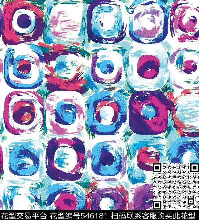 原创几何优雅数码印花华亿平台下载（图片编号: 546181） - 瓦栏（Walan）