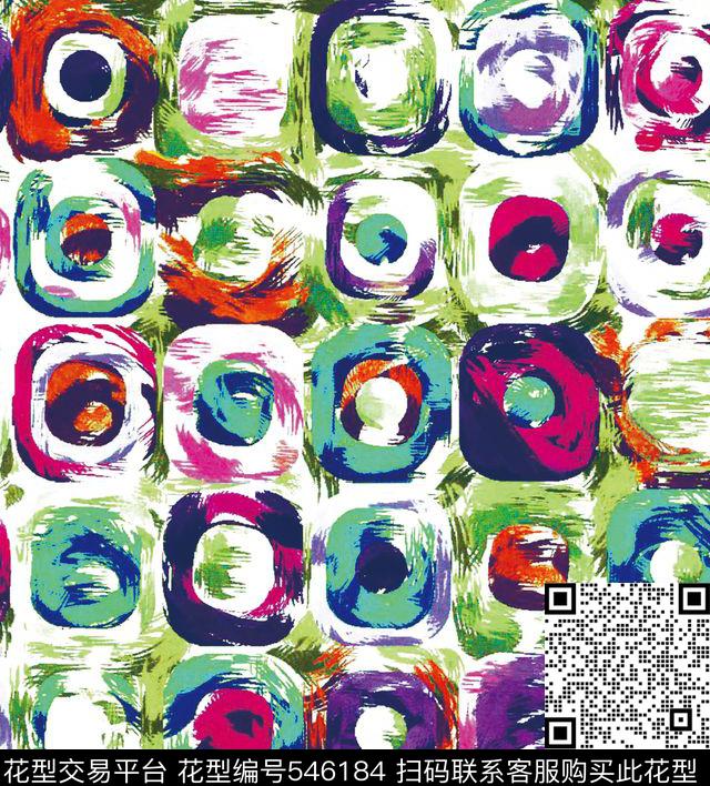 原创几何优雅数码印花华亿平台下载（图片编号: 546184） - 瓦栏（Walan）