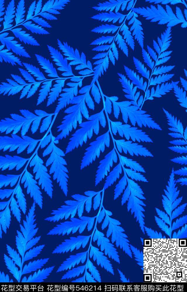 欧美流行时尚手绘幻彩树叶田园风数码印花华亿平台下载（图片编号: 546214） - 瓦栏（Walan）