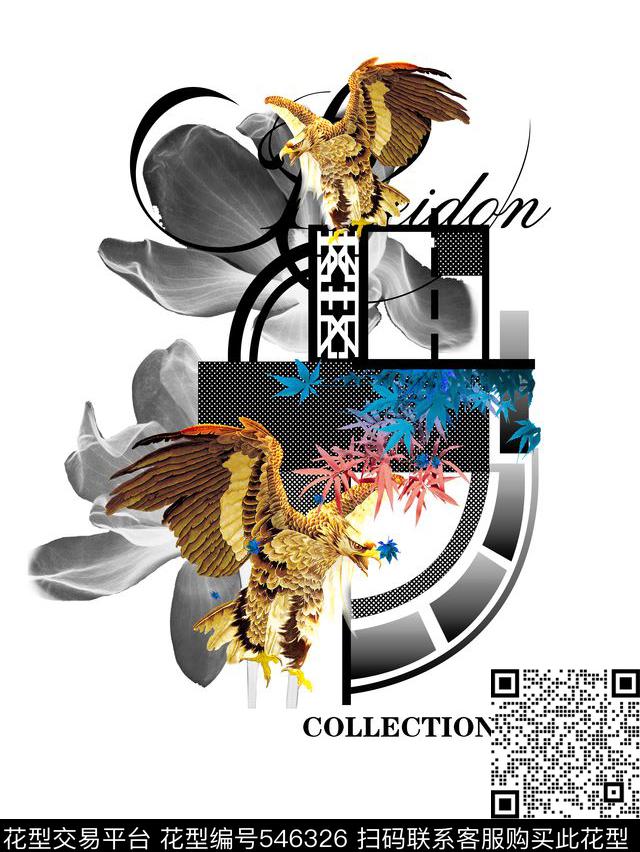 插画时尚中国风数码印花华亿平台下载（图片编号: 546326） - 瓦栏（Walan）