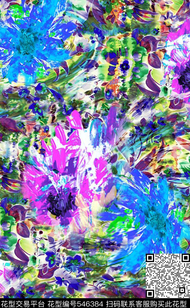 抽象满底云纹数码花数码印花华亿平台下载（图片编号: 546384） - 瓦栏（Walan）