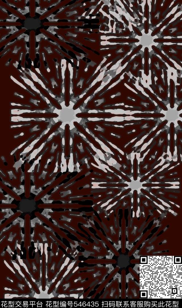 民族风图案青蓝雅韵抽象时尚数码印花华亿平台下载（图片编号: 546435） - 瓦栏（Walan）