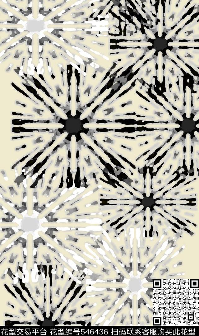 民族风图案青蓝雅韵抽象时尚数码印花华亿平台下载（图片编号: 546436） - 瓦栏（Walan）