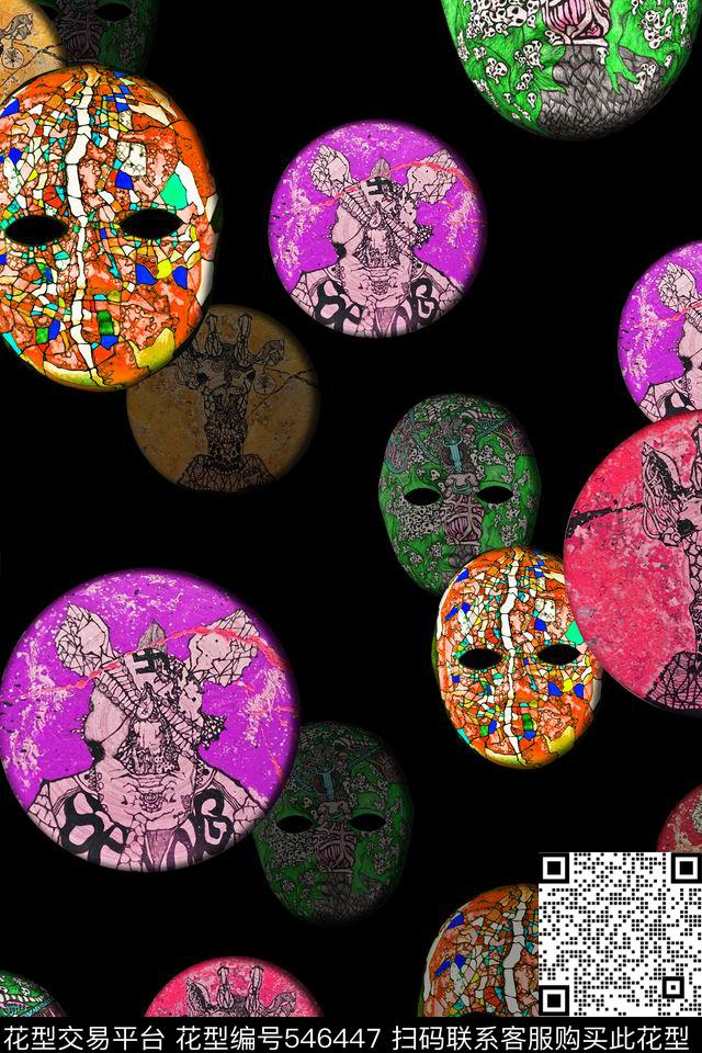 画盘脸谱民族数码印花华亿平台下载（图片编号: 546447） - 瓦栏（Walan）