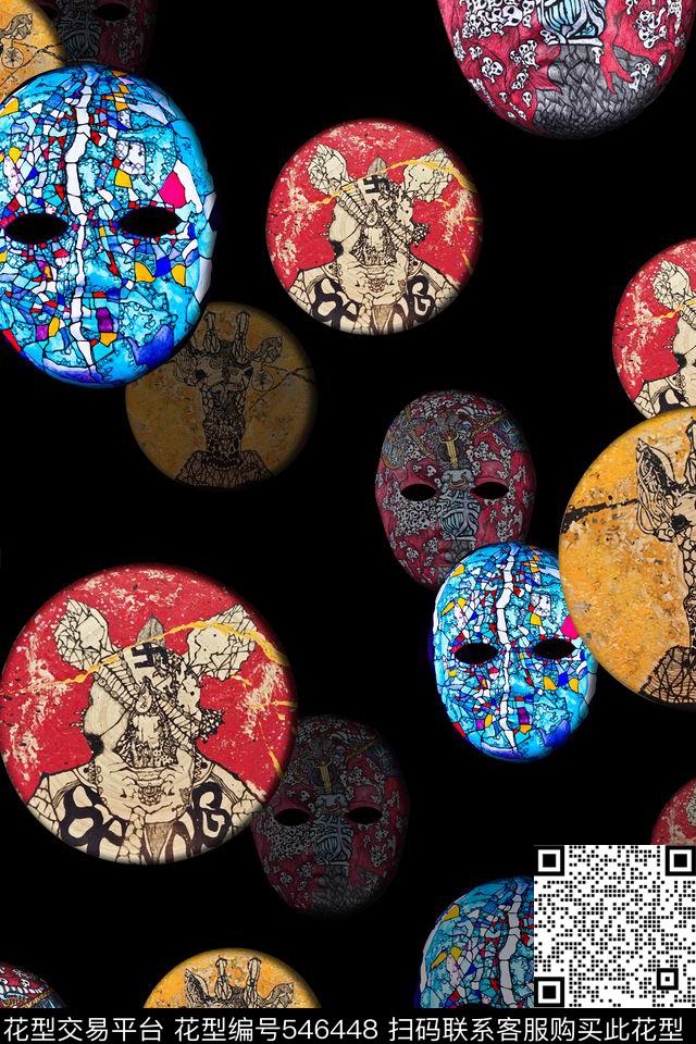 画盘脸谱民族数码印花华亿平台下载（图片编号: 546448） - 瓦栏（Walan）