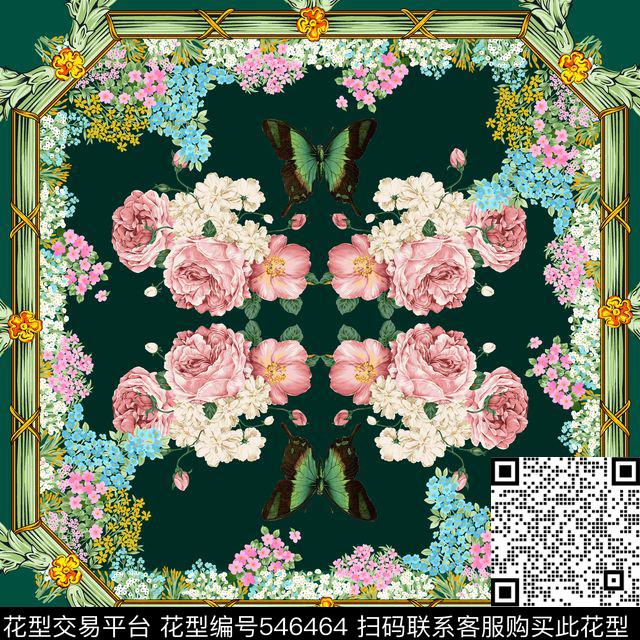 蝴蝶花边花数码印花华亿平台下载（图片编号: 546464） - 瓦栏（Walan）