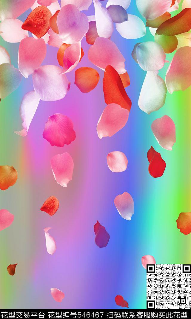 写意炫彩大牌花瓣渐变花瓣渐变数码印花华亿平台下载（图片编号: 546467） - 瓦栏（Walan）