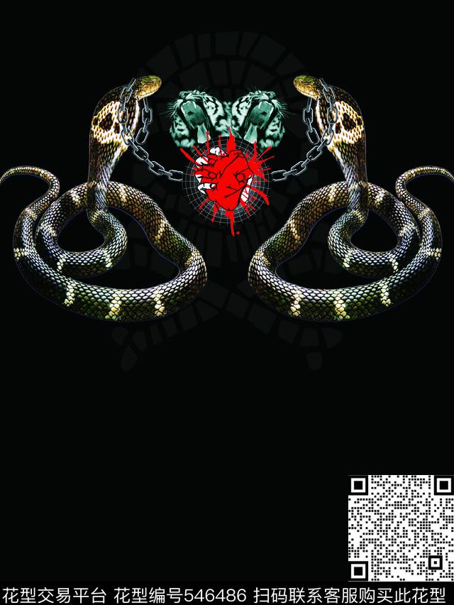 PP风格骷髅头老虎数码印花华亿平台下载（图片编号: 546486） - 瓦栏（Walan）