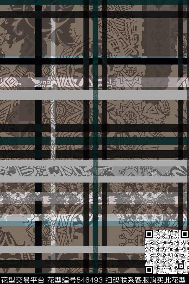复古格子暗花传统印花华亿平台下载（图片编号: 546493） - 瓦栏（Walan）