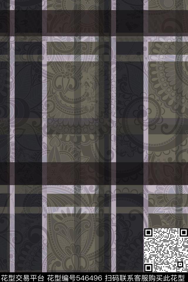复古格子暗花数码印花华亿平台下载（图片编号: 546496） - 瓦栏（Walan）