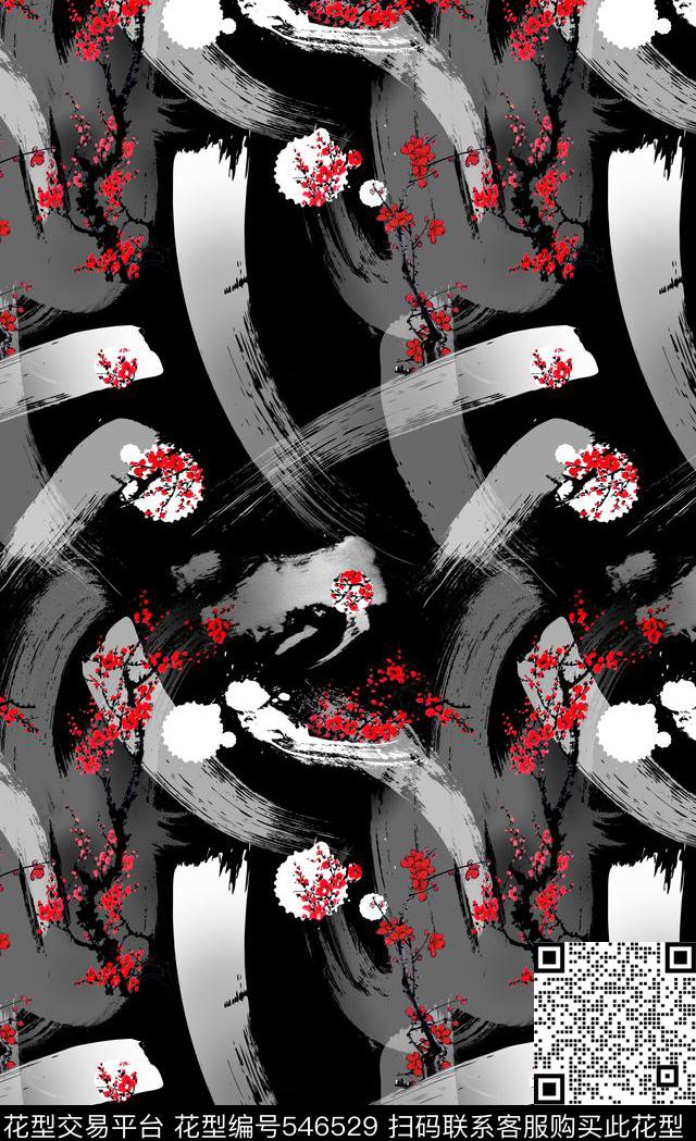 笔触笔刷层次传统印花华亿平台下载（图片编号: 546529） - 瓦栏（Walan）