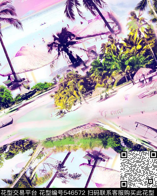 热带风景夏威夷风景定位华亿平台热带椰树数码印花华亿平台下载（图片编号: 546572） - 瓦栏（Walan）