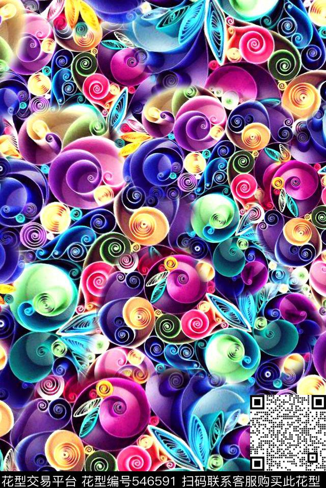 抽象几何纸数码印花华亿平台下载（图片编号: 546591） - 瓦栏（Walan）