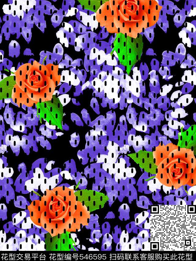 时尚潮流手绘水彩纹理花卉数码印花华亿平台下载（图片编号: 546595） - 瓦栏（Walan）