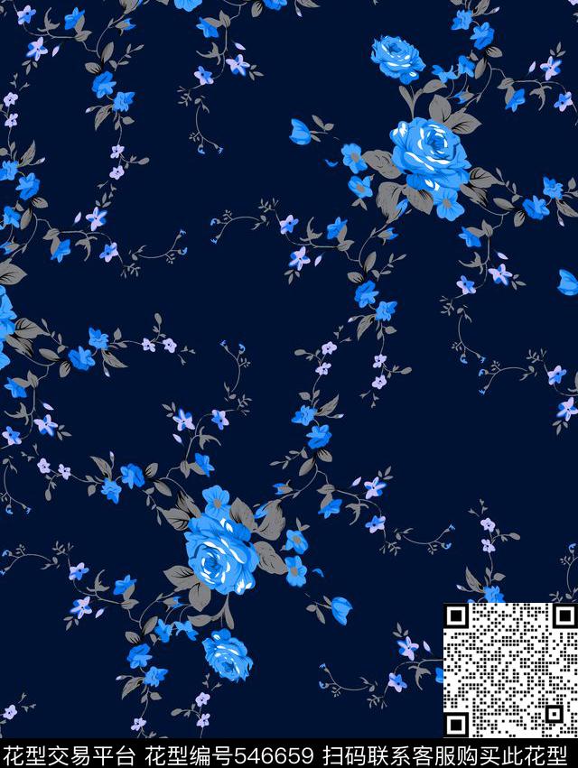 时尚中国风青花传统印花华亿平台下载（图片编号: 546659） - 瓦栏（Walan）