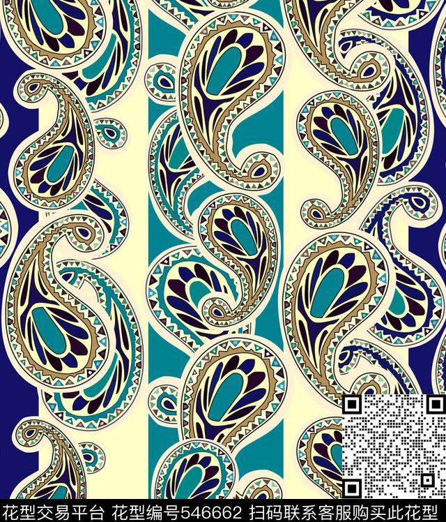 佩斯利涡旋纹民族风传统印花华亿平台下载（图片编号: 546662） - 瓦栏（Walan）