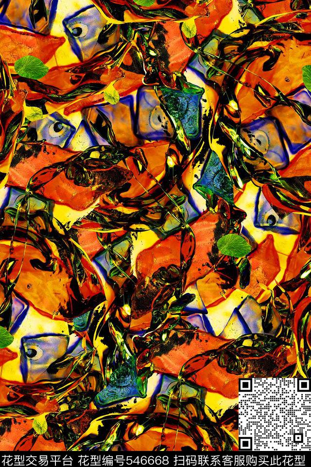 唯美抽象油画数码印花华亿平台下载（图片编号: 546668） - 瓦栏（Walan）