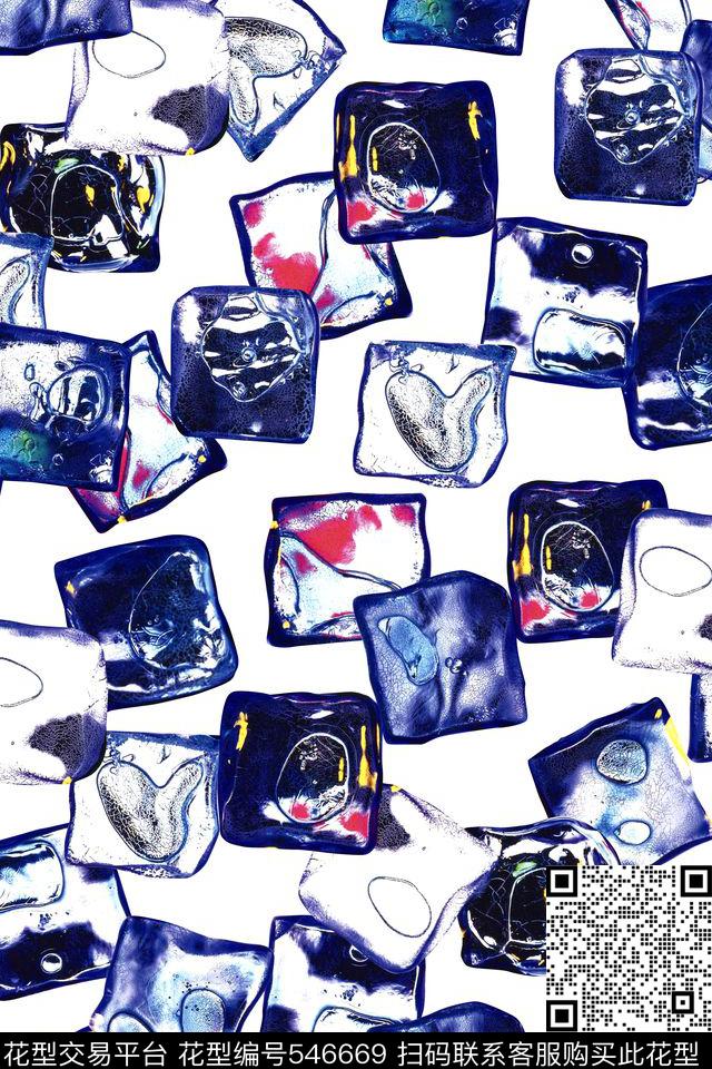 纯色底冰块唯美数码印花华亿平台下载（图片编号: 546669） - 瓦栏（Walan）