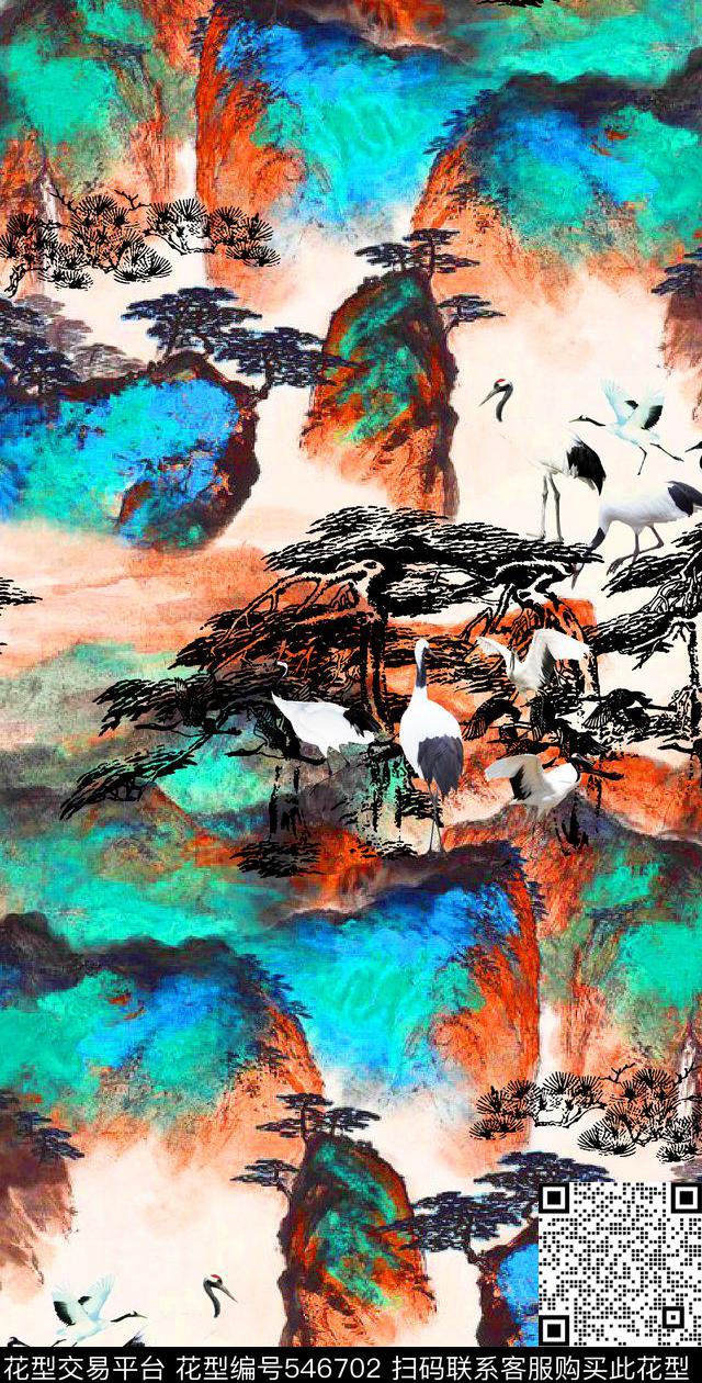 抽象山石纹理中国风数码印花华亿平台下载（图片编号: 546702） - 瓦栏（Walan）