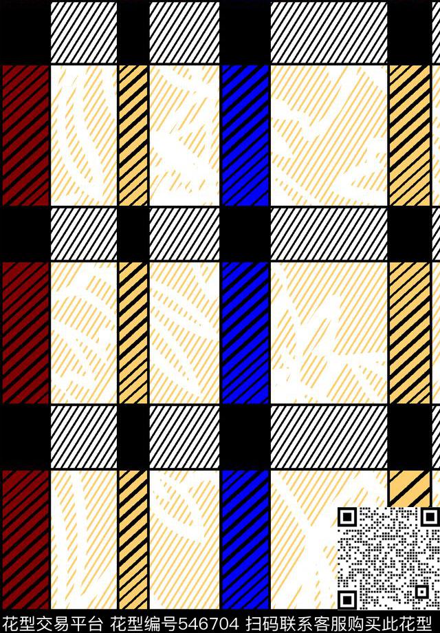 衬衫格子叶子传统印花华亿平台下载（图片编号: 546704） - 瓦栏（Walan）