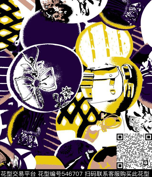 抽象男装艳色传统印花华亿平台下载（图片编号: 546707） - 瓦栏（Walan）