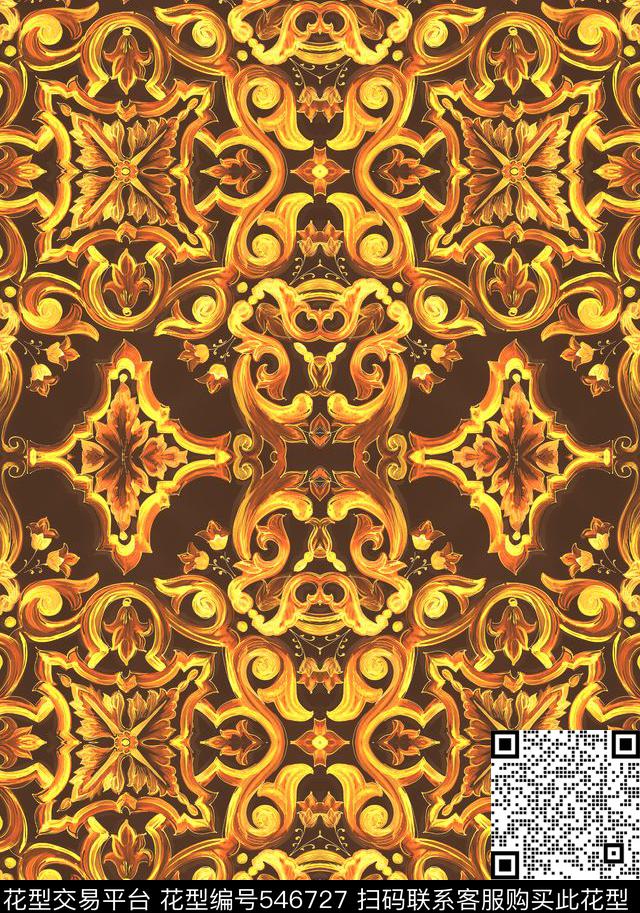 D&G大牌青花图案数码印花华亿平台下载（图片编号: 546727） - 瓦栏（Walan）