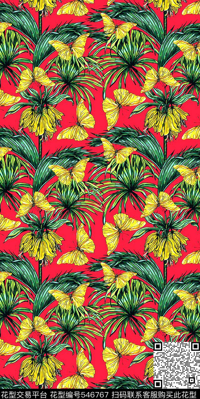 休闲花蝶数码印花华亿平台下载（图片编号: 546767） - 瓦栏（Walan）