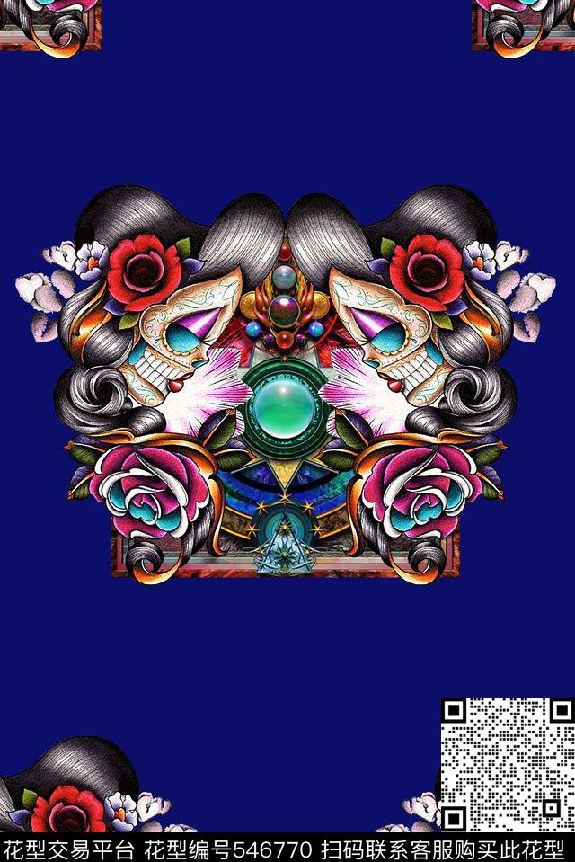 时尚大牌欧美风格小丑女人几何怪异数码印花华亿平台下载（图片编号: 546770） - 瓦栏（Walan）