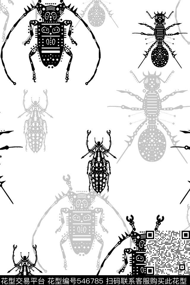 时尚潮流趣味男装图案昆虫传统印花华亿平台下载（图片编号: 546785） - 瓦栏（Walan）