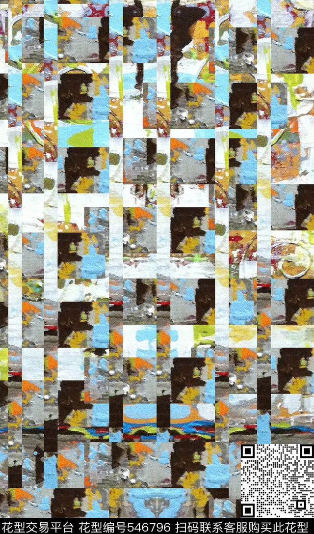 时尚潮流拼块迷彩数码印花华亿平台下载（图片编号: 546796） - 瓦栏（Walan）