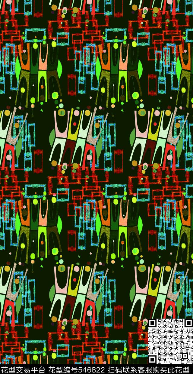 人物卡通时尚男装条纹混搭数码印花华亿平台下载（图片编号: 546822） - 瓦栏（Walan）