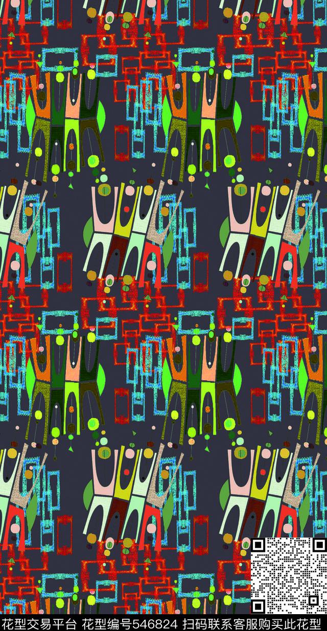 人物卡通时尚男装条纹混搭数码印花华亿平台下载（图片编号: 546824） - 瓦栏（Walan）