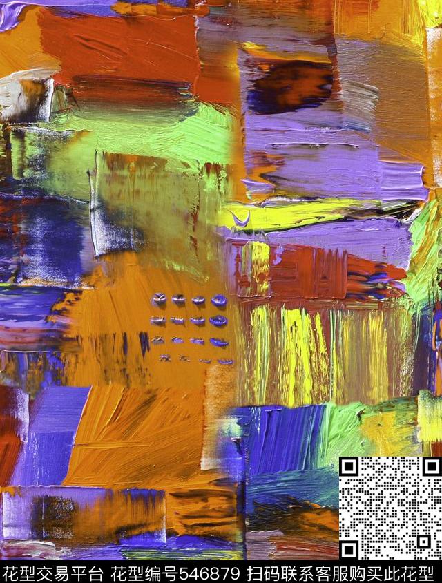 抽象油画笔刷欧洲风数码印花华亿平台下载（图片编号: 546879） - 瓦栏（Walan）