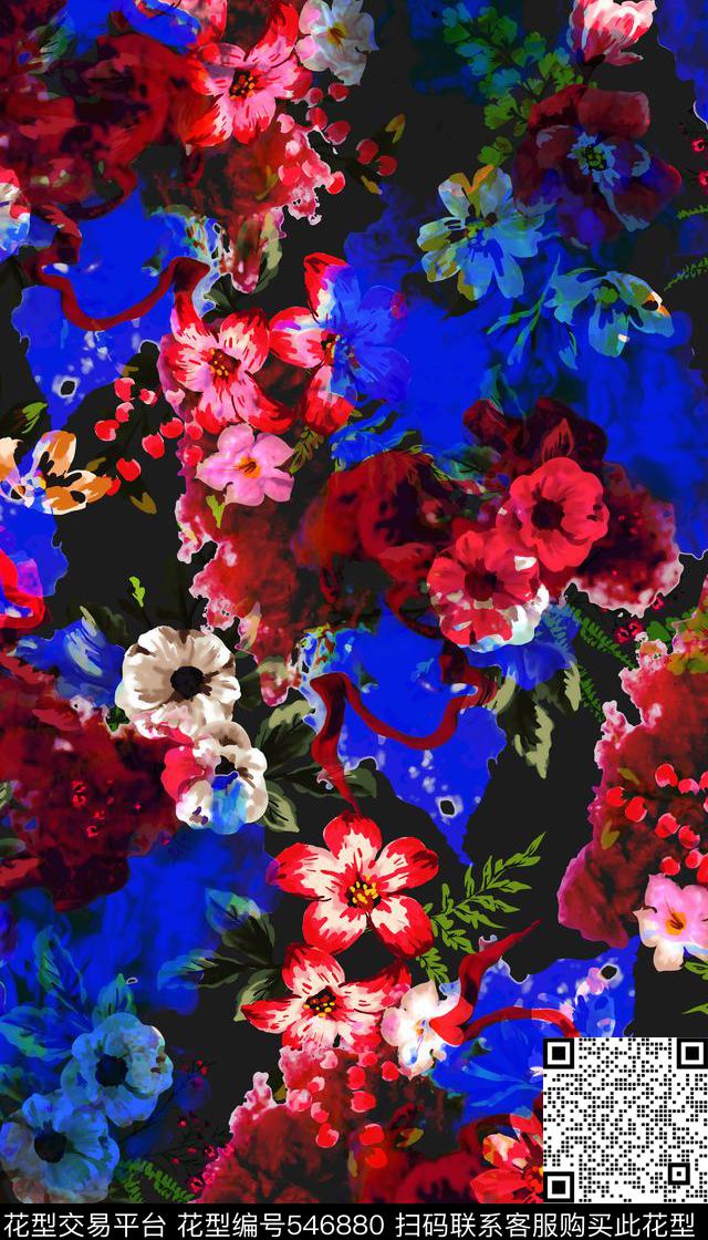 时尚抽象水彩喷溅数码印花华亿平台下载（图片编号: 546880） - 瓦栏（Walan）